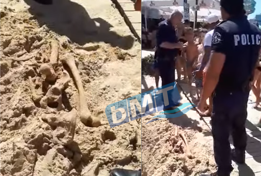 Ужас! Деца изровиха човешки кости на плажа в Китен, полицията отцепи района (ВИДЕО)