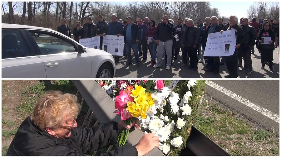 Кървави сълзи затвориха пътя за Созопол, десетки сложиха цветя на лобното място на Тодор и Ванча (ВИДЕО)