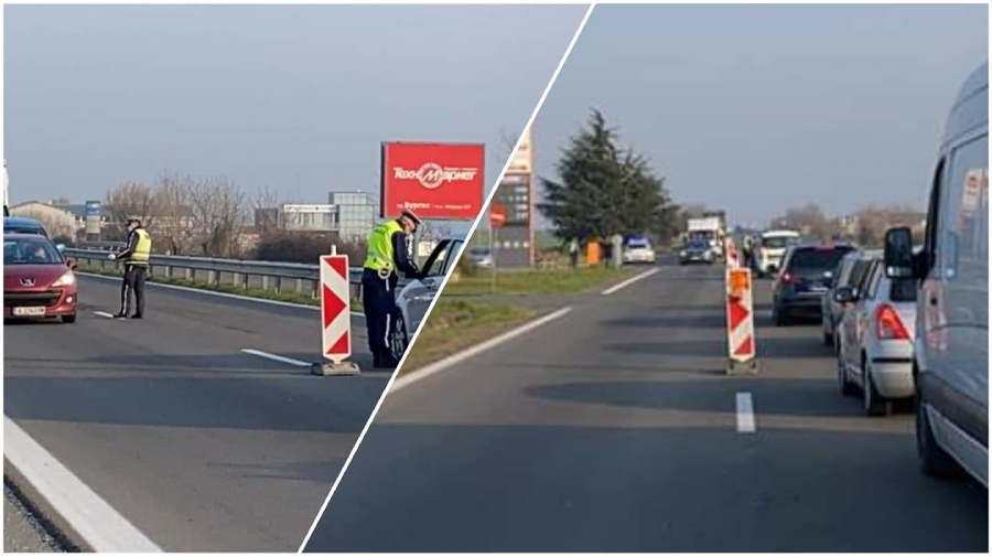 Огромни опашки от автомобили на всички КПП-та край Бургас, не пътувайте!