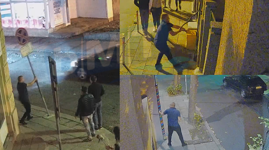 Пълен погром в центъра на Бургас след бесен тийнейджър на излизане от дискотеката (ВИДЕО)