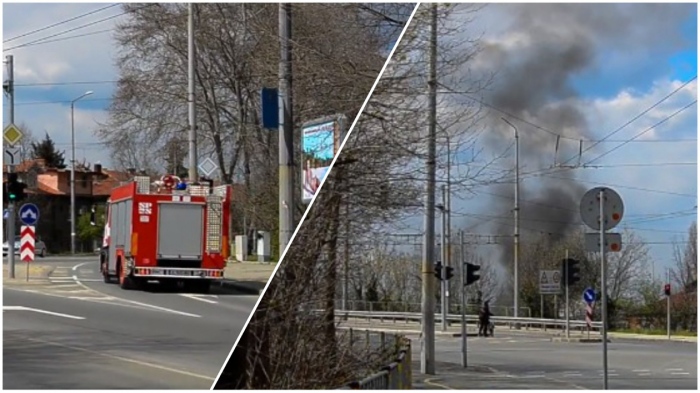 Пожар уплаши бургазлии! Черни облаци дим се извиха под надлеза на ул. \