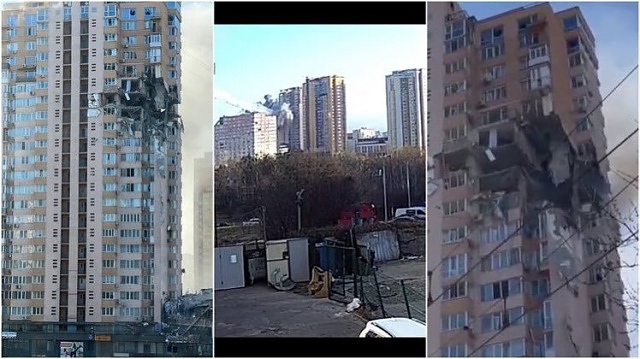 Ракета удари жилищен блок в Киев (ВИДЕО)
