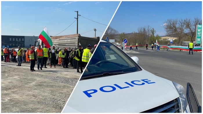 Блокади на ключови отсечки в Бургаско заради протестите на пътностроителни фирми (СНИМКИ)