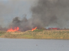 Голям пожар гори край Атанасовското езеро в Бургас (СНИМКИ + ВИДЕО)